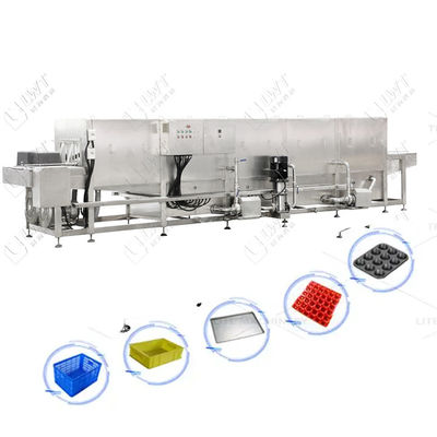 High Spray Wasmachine Reinigingsmachine Voor Plastic Turnover Basket Trays Egg Tray Crate Wasmachine Tunnel